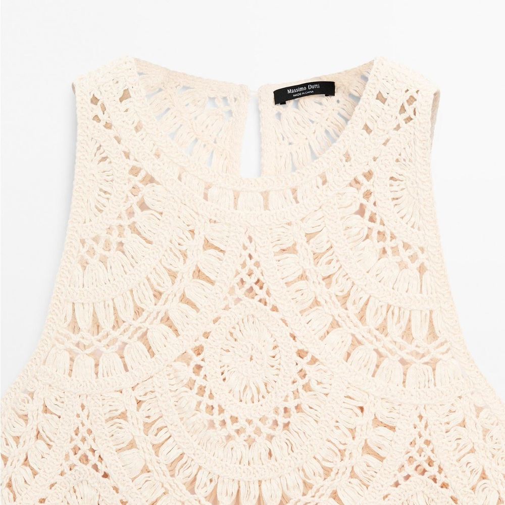 Massimo Dutti Cream Crochet Sleeveless Top NWT - Picture 9 of 10